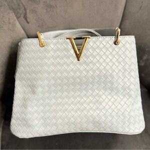 Crossi Powder Blue Woven Tote Bag